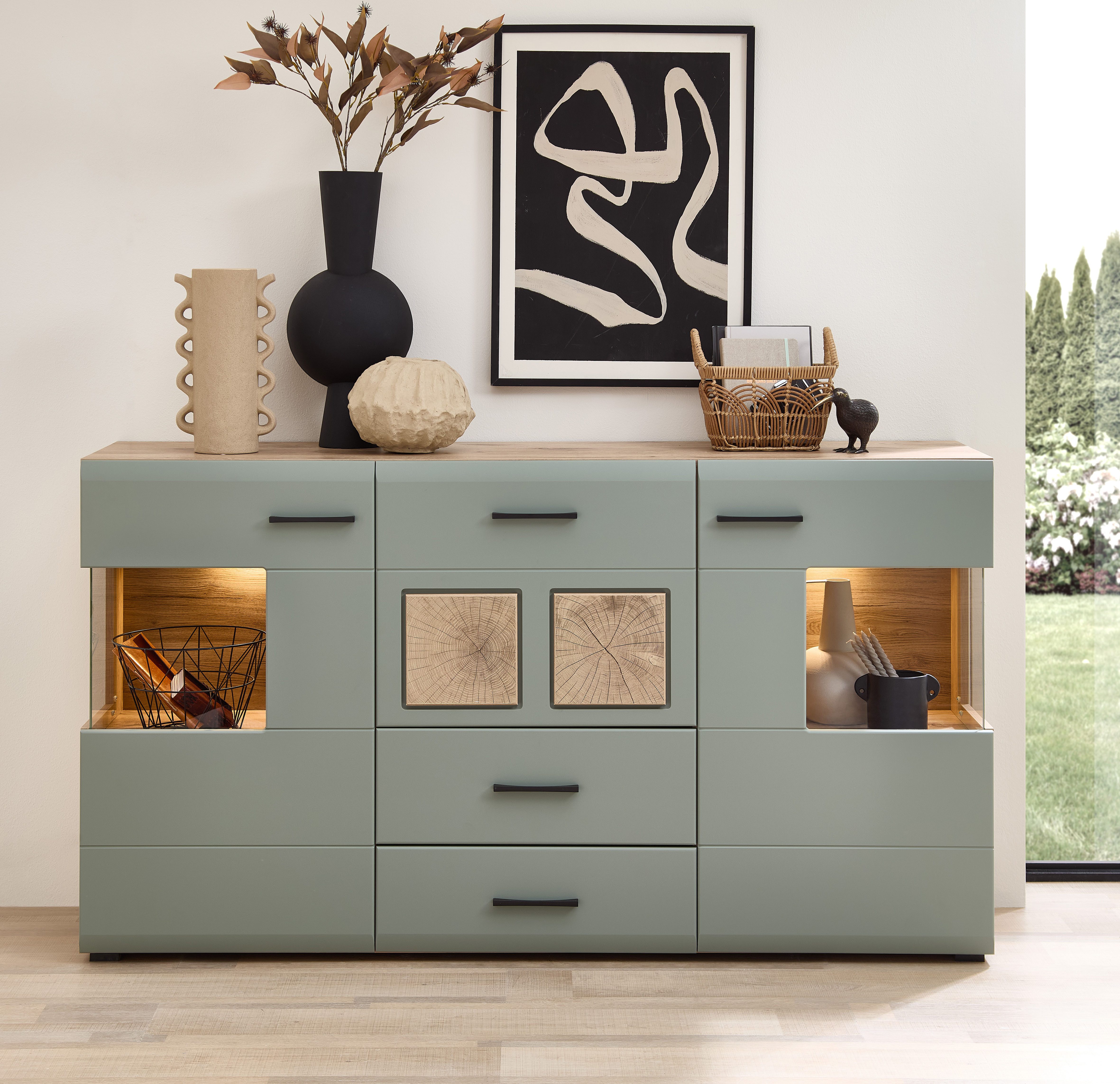 Innostyle Sideboard FUN PLUS II, 2 Holztüren, 3 Schubläden, 7 Fächer, Softclose, ABS Kantenschutz