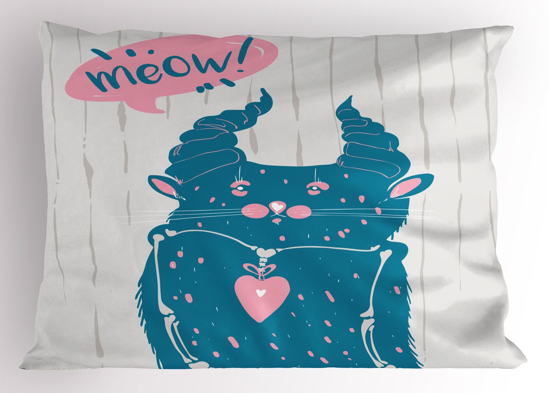 (1 Stück), Kissenbezug, Kissenbezüge Gedruckter Bunt Dekorativer Standard Size Abakuhaus Meow-Katzen-Sprechblase King