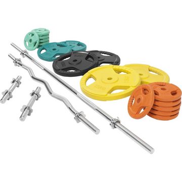 GORILLA SPORTS Hantel-Set 108 kg, Langhantelstange 170 cm, SZ Curlstange 120 cm, Langhantel Set