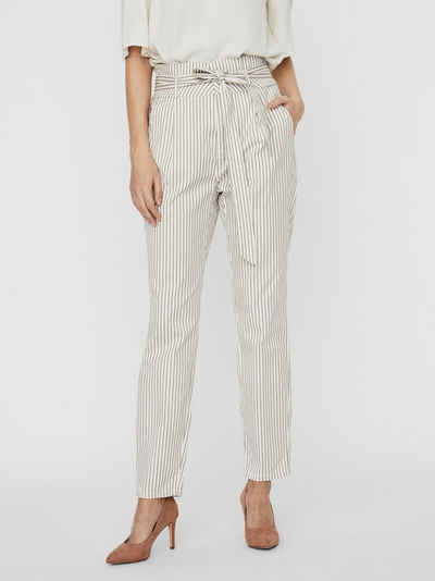 Vero Moda Stoffhose Gestreifte Business Stoffhose High Waist Paperbag Pants VMEVA 4819 in Silber