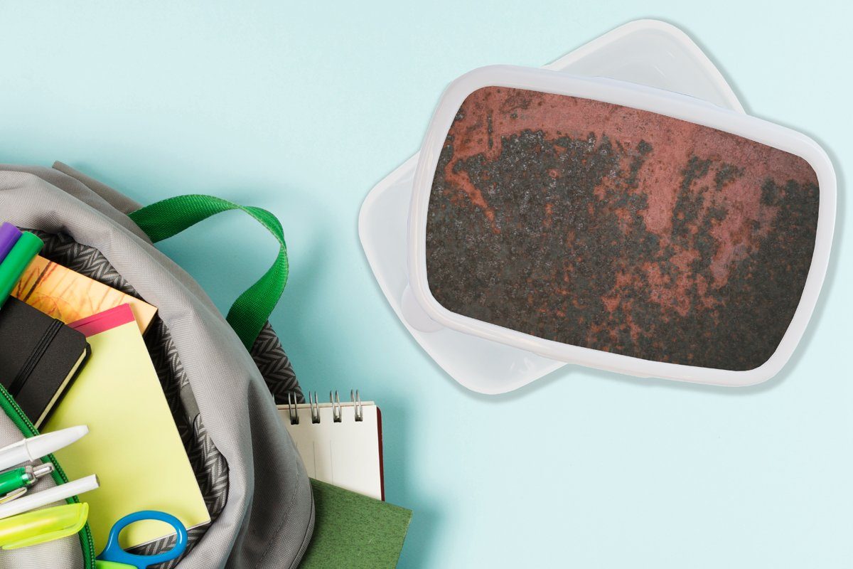 Brotbox Brotdose, und Kunststoff, Metall, weiß Kinder MuchoWow Mädchen Schwarz (2-tlg), für Rost für Jungs - Erwachsene, und - Lunchbox