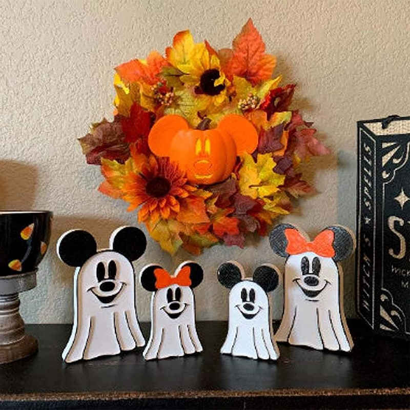 FeelGlad Glasblume Mickey und Minnie Ghost Halloween (4 St), Dekorationen