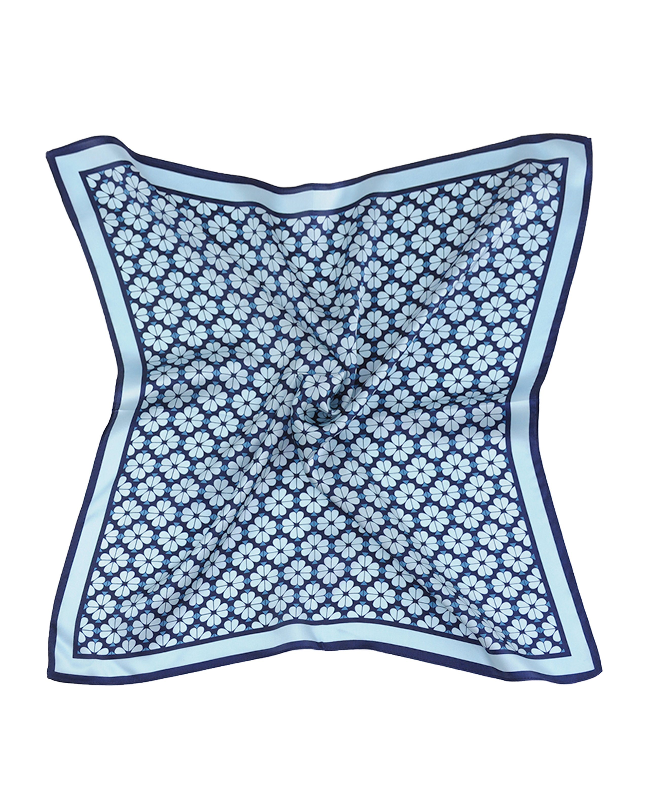 MayTree Seidentuch quadratisch Klee 53x53cm, Nickituch, Bandana-Schal, (Stück, 1-St), 100% Seide Blau