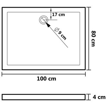 vidaXL Duschwanne Duschwanne Anti-Rutsch Weiß 80x100x4 cm ABS, Rechteck