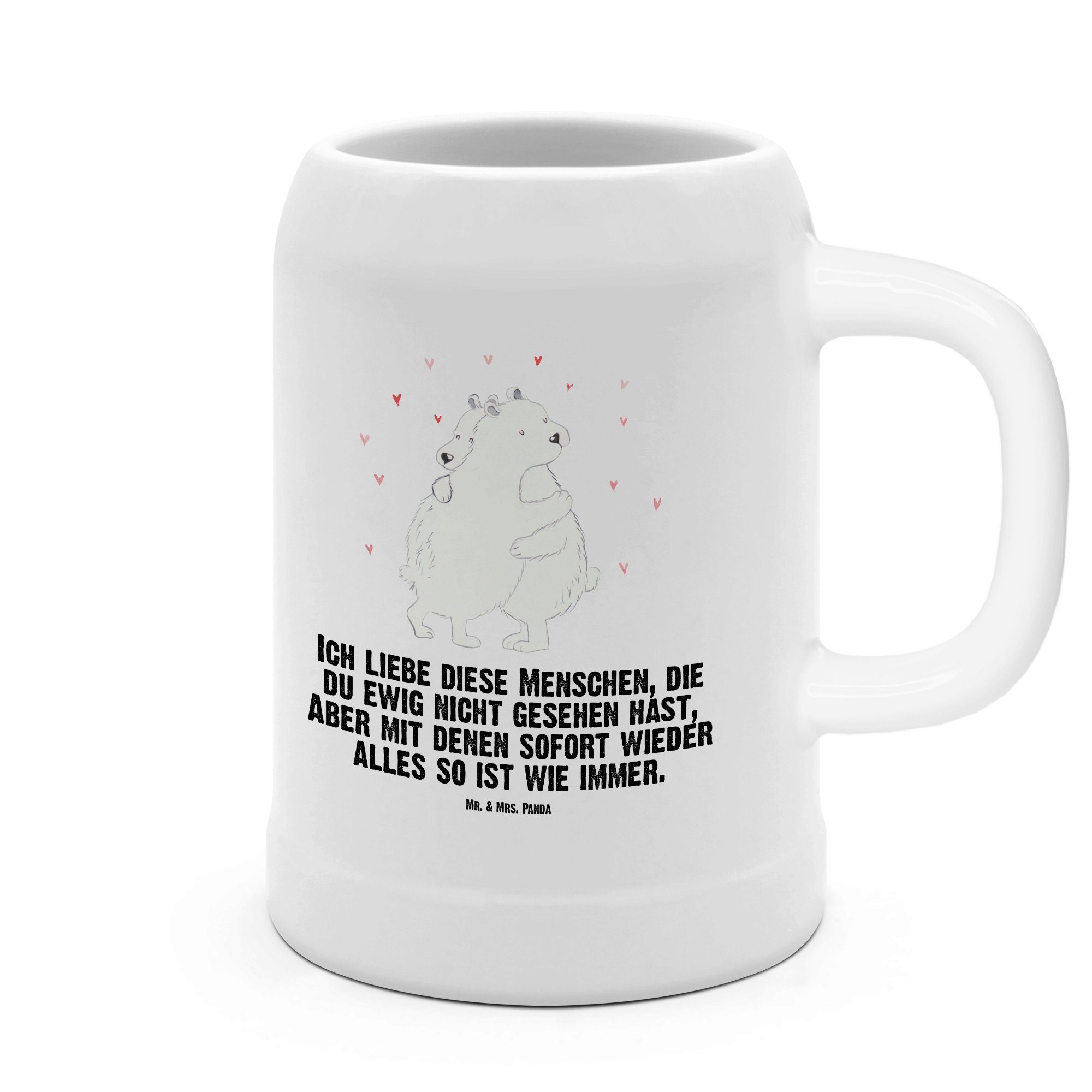 Mr. & Mrs. Panda Bierkrug Eisbär Umarmen Weiß Geschenk, Bierkrug