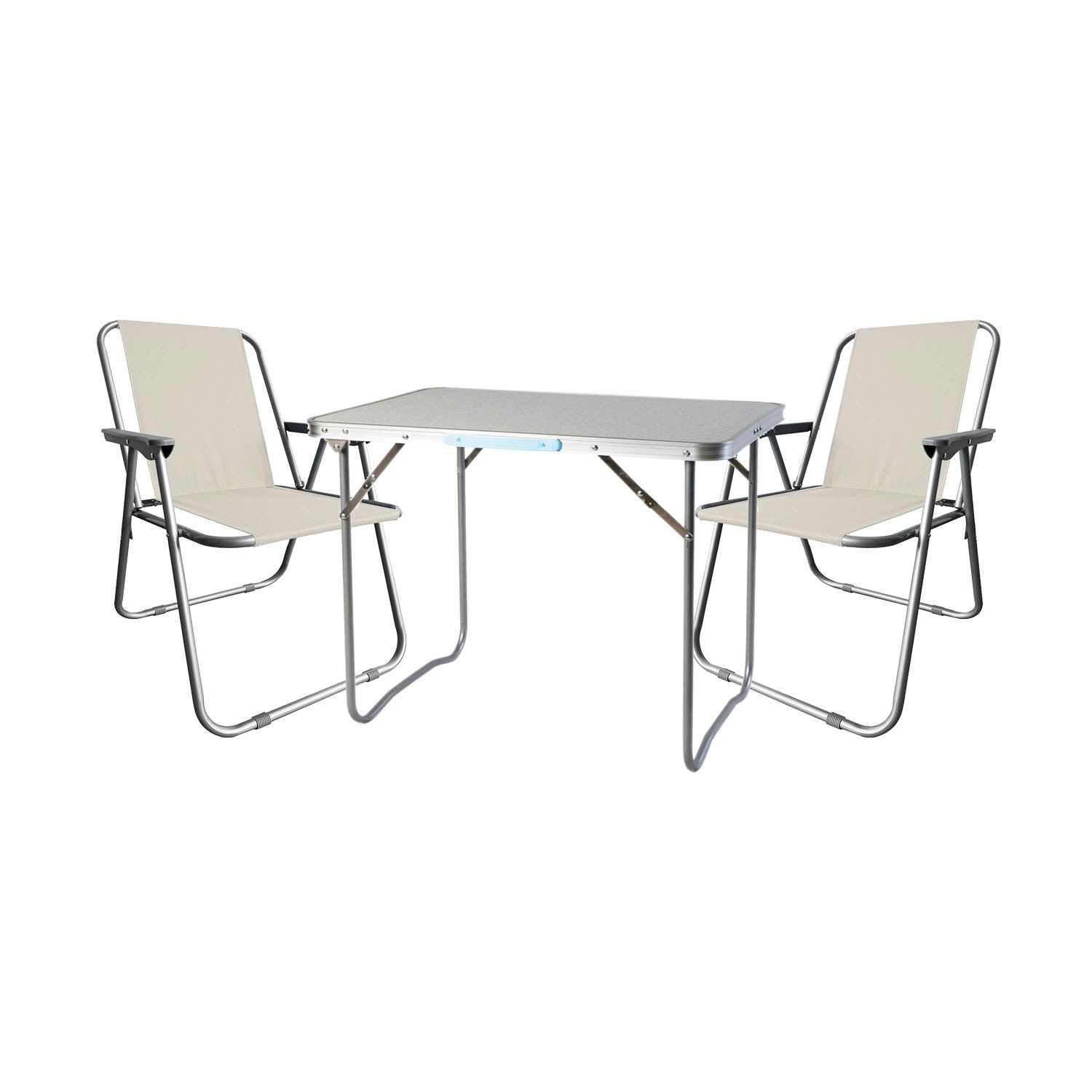 Mojawo Essgruppe 3tlg Campingmöbel Set Outdoormöbel Camping Alu L70xB50xH59cm Beige