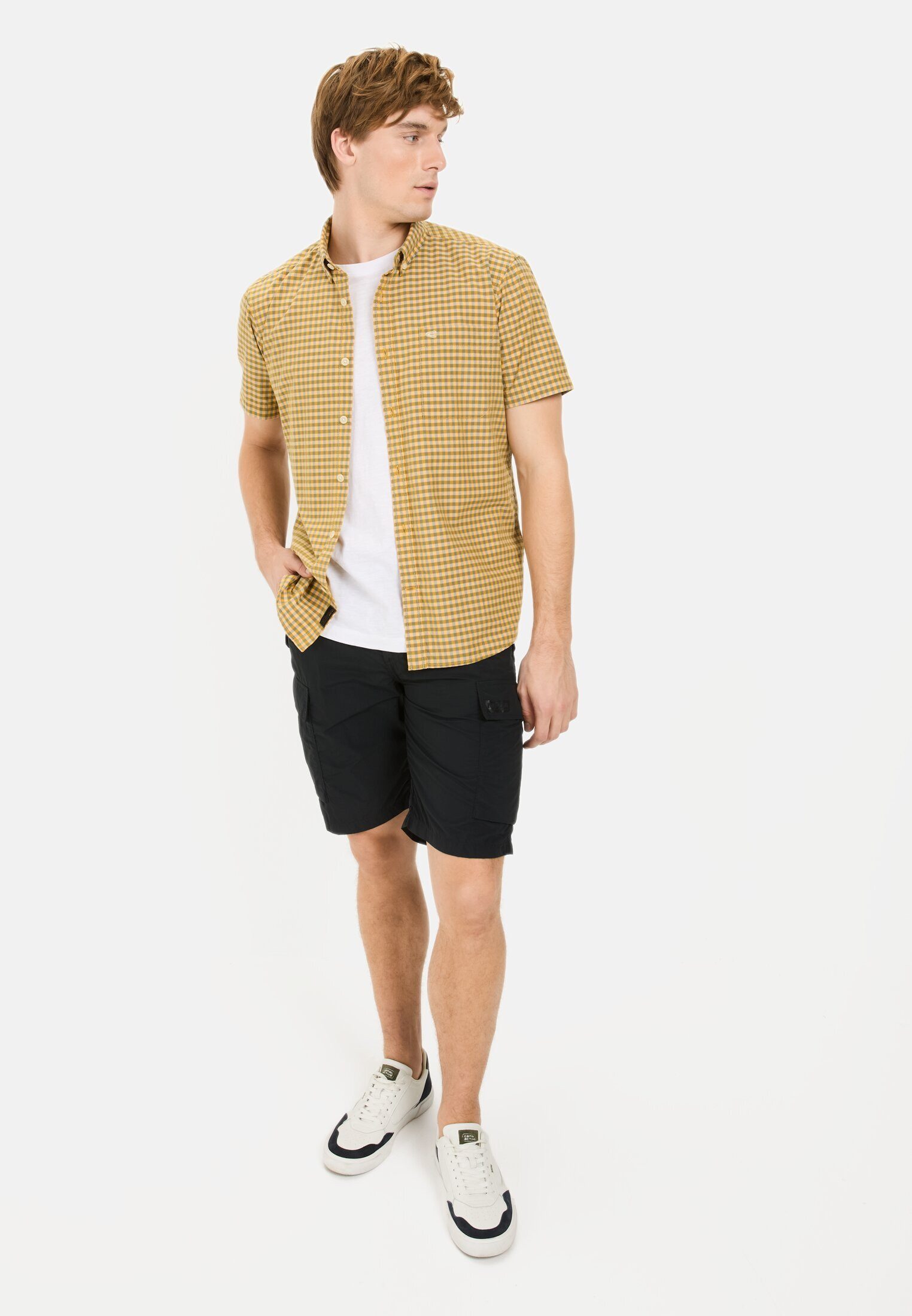 camel active Kurzarmhemd aus Baumwolle Kurzarm Button-Down