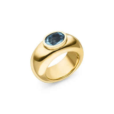 SKIELKA DESIGNSCHMUCK Goldring Aquamarin Ring "Heavy" 3,15 ct. (Gelbgold 585), hochwertige Goldschmiedearbeit aus Deutschland