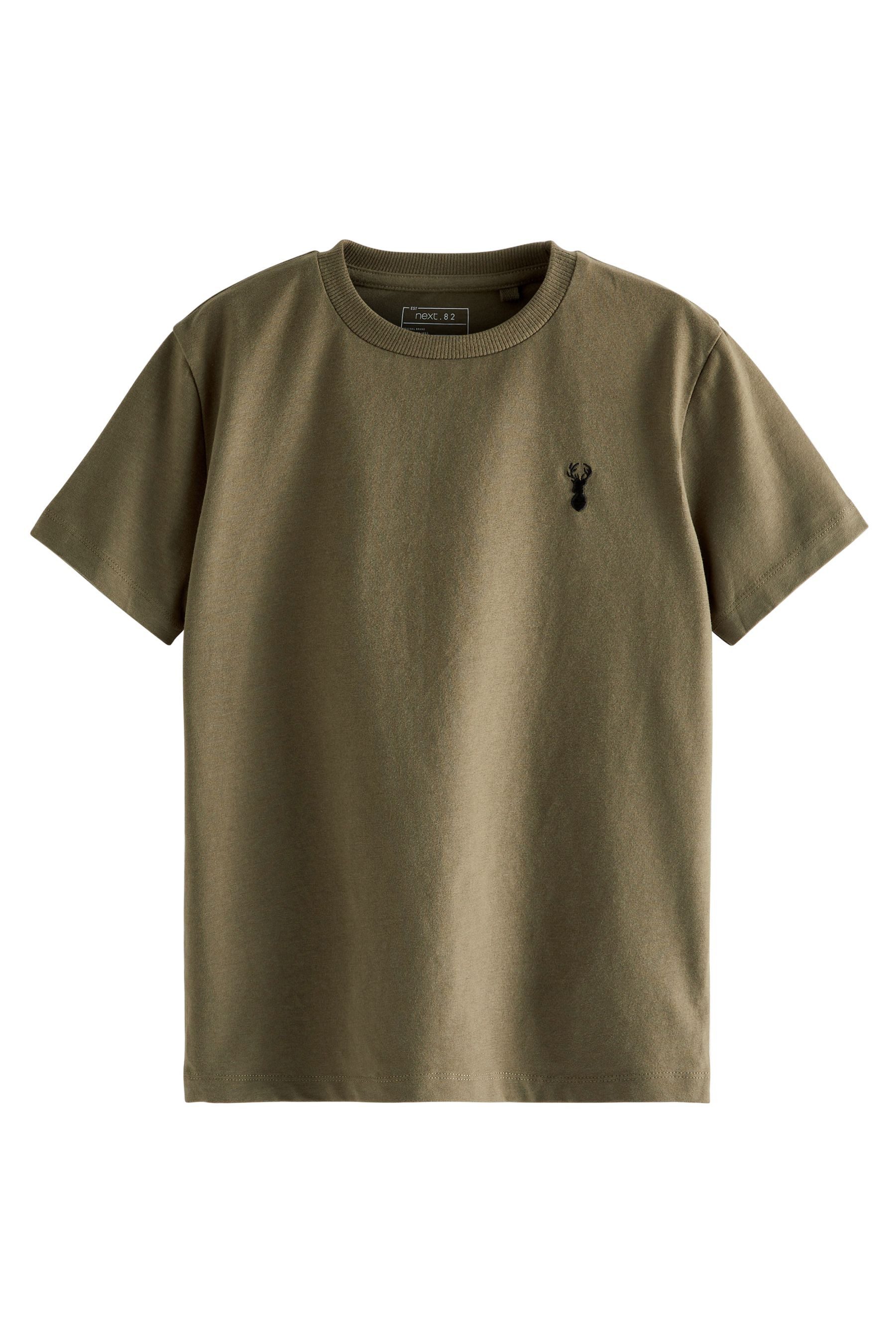 T-Shirt 4er-Pack Kurzarm-T-Shirts mit Hirsch-Stickerei