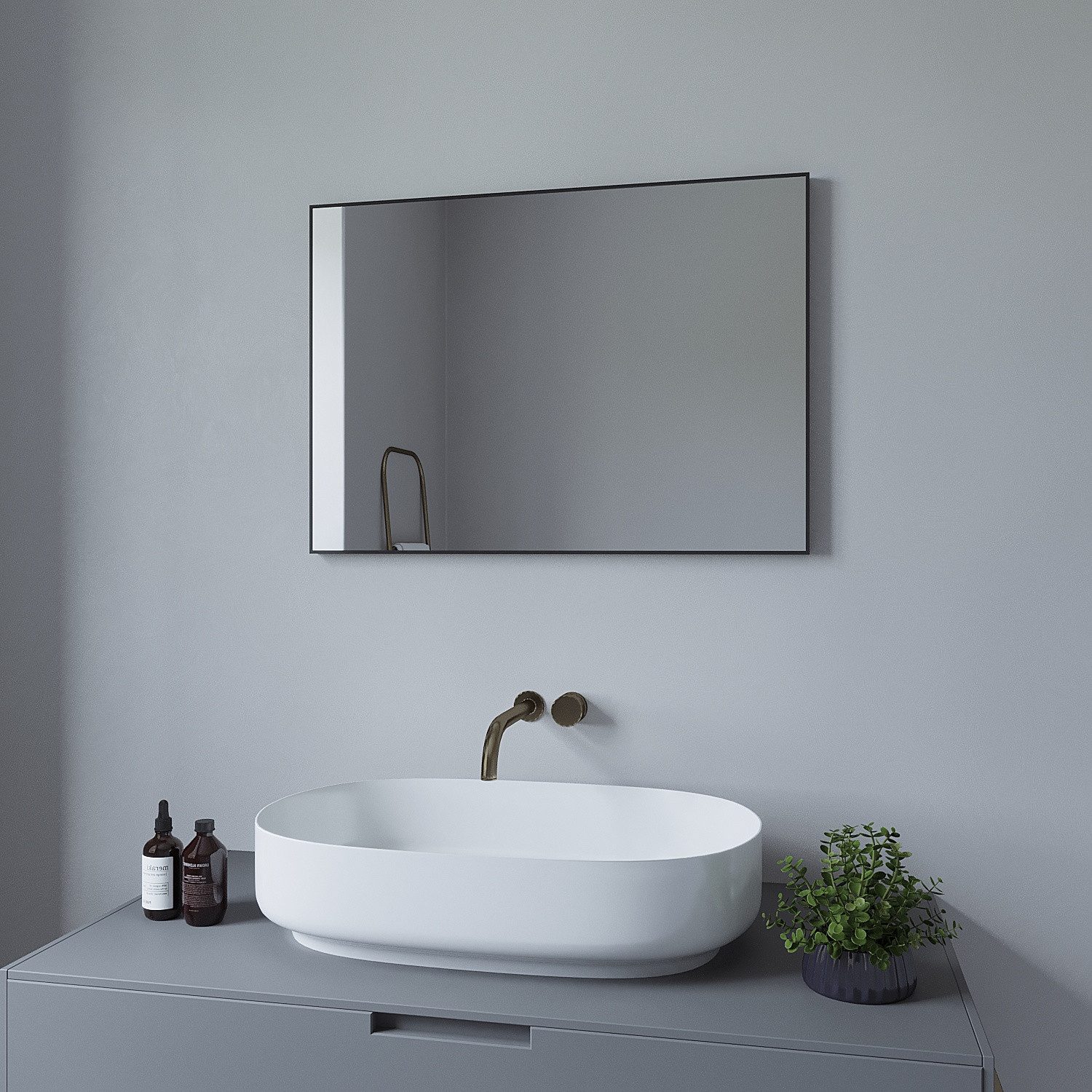 AQUALAVOS Wandspiegel Wandspiegel Schwarz Metall Badezimmer günstig online kaufen