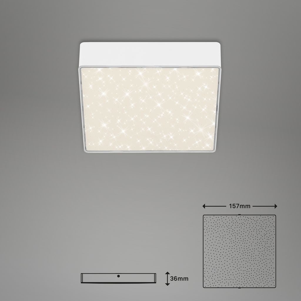 Briloner Leuchten LED Deckenleuchte 7076-416, Sternenhimmel, LED fest integriert, 2700K - Extra-Warmweiß, weiß, LED, Deckenlampe