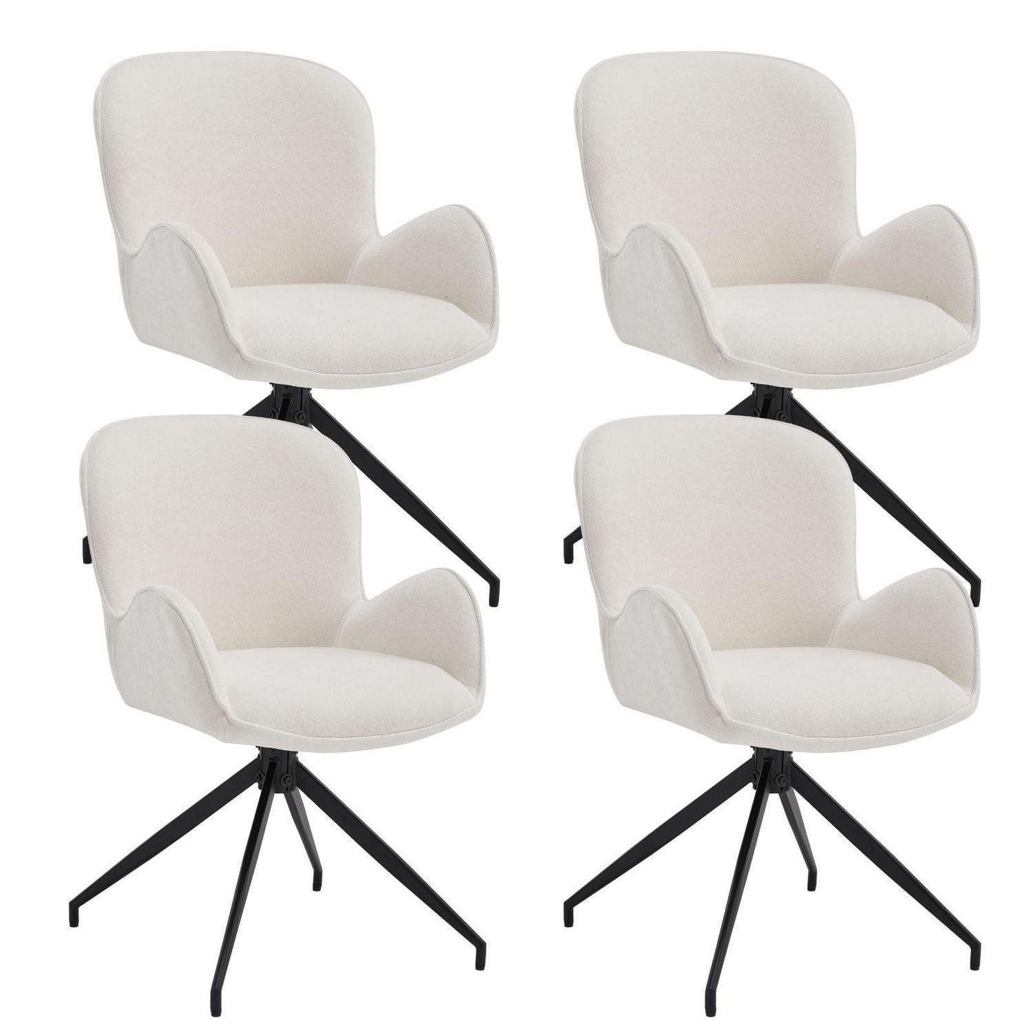 LuxusKollektion Esszimmerstuhl Esszimmerstühle Küchenstühle drehbar Polsterstühle 4 Weiß-4 Pz