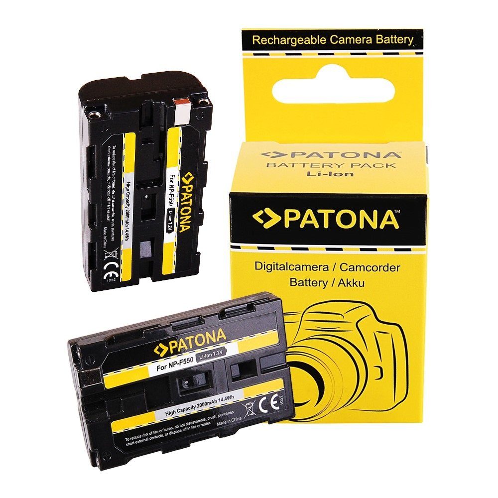Patona 2x Akku für Sony NP-F550 Kamera-Akku Ersatzakku Kameraakku 2000 mAh (7,2 V, 2 St), F330 F530 F750 F930 F920 F550, CCD-SC