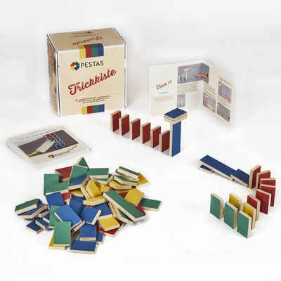 Pestas Spielesammlung, PESTAS-Trickkiste mit 100 Dominosteinen aus Birkensperrholz