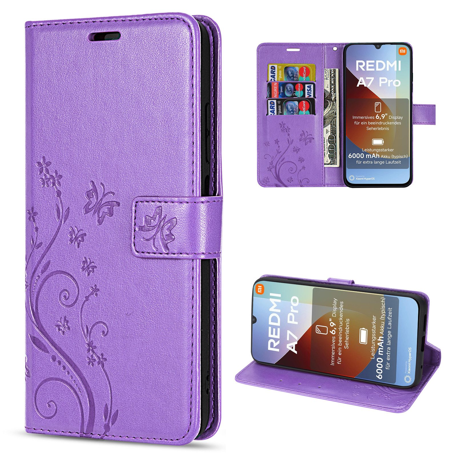 betterfon Handyhülle für Xiaomi Modelle Hülle mit [Kartenfächern], Bookstyle-Hülle: Magnetverschluss 3 Kartenfächer & Standfunktion