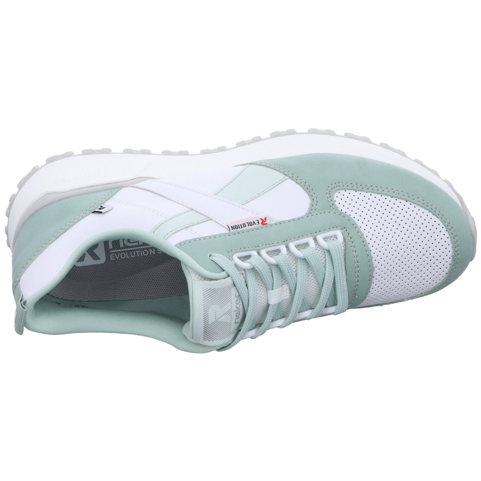 Rieker Damen Sneaker Schuhe Sneaker Leder-/Textilkombination Sneaker peppermint/sportweiss/weiss/pa R-Evolution