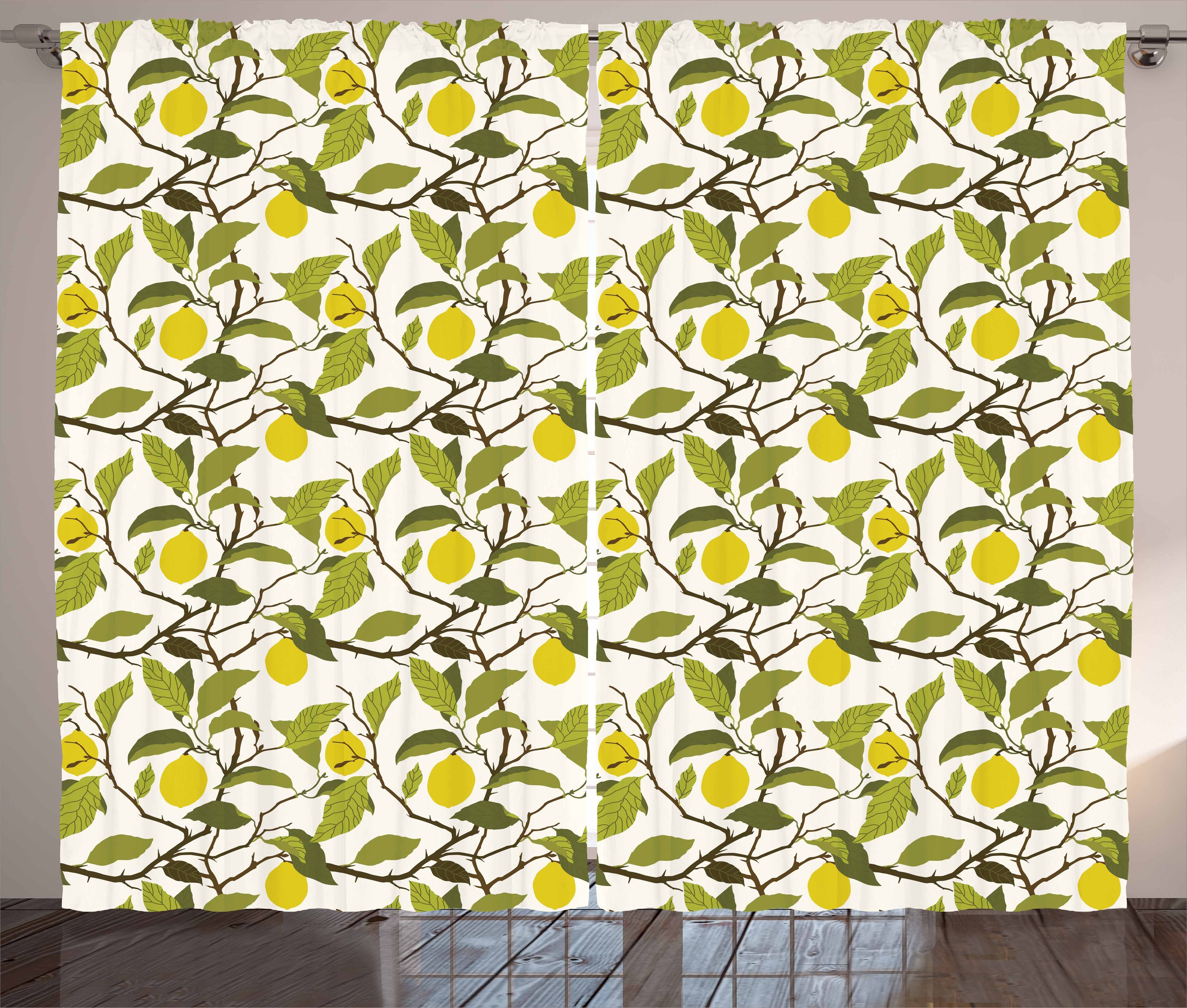 Gardine Schlafzimmer Kräuselband Vorhang mit Schlaufen und Haken, Abakuhaus, Zitronen Bloomeless Lemon Tree