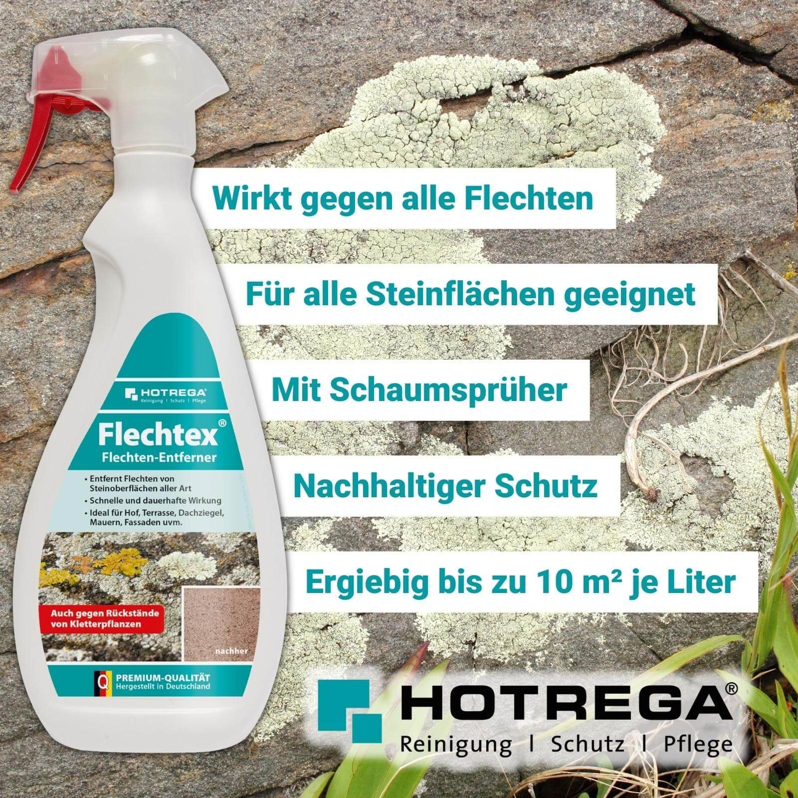 inkl. ml Flechten 750 HOTREGA® Grünbelagentferner Schrubber Entferner Flechtex