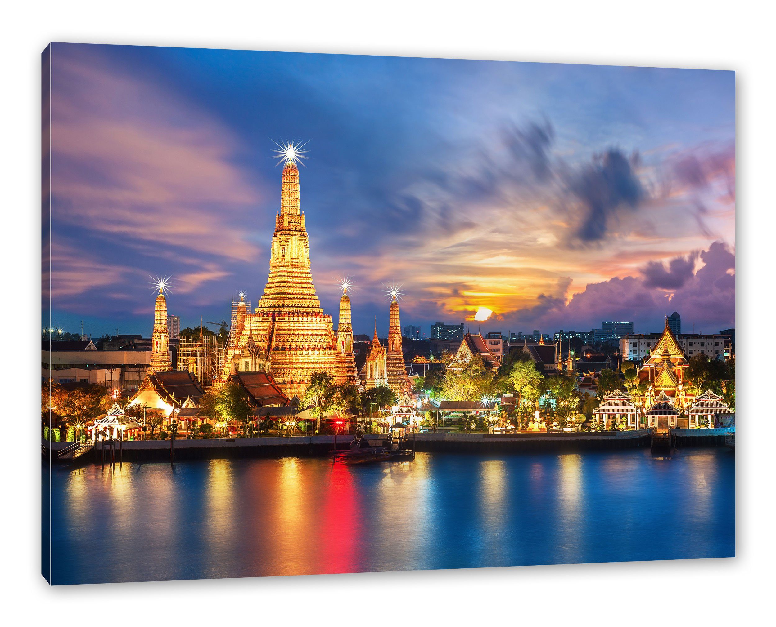 fertig Pixxprint Thailand Thailand, Tempel Bangkok (1 Leinwandbild St), Tempel bespannt, inkl. Leinwandbild Zackenaufhänger Bangkok