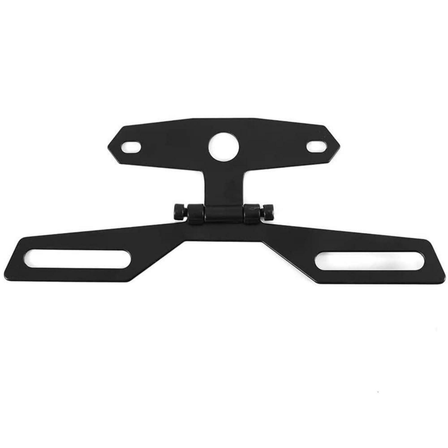 LuxusKollektion Kennzeichenhalter Rücklicht-Halterung universal faltbar Aluminium schwarz für Motorrad