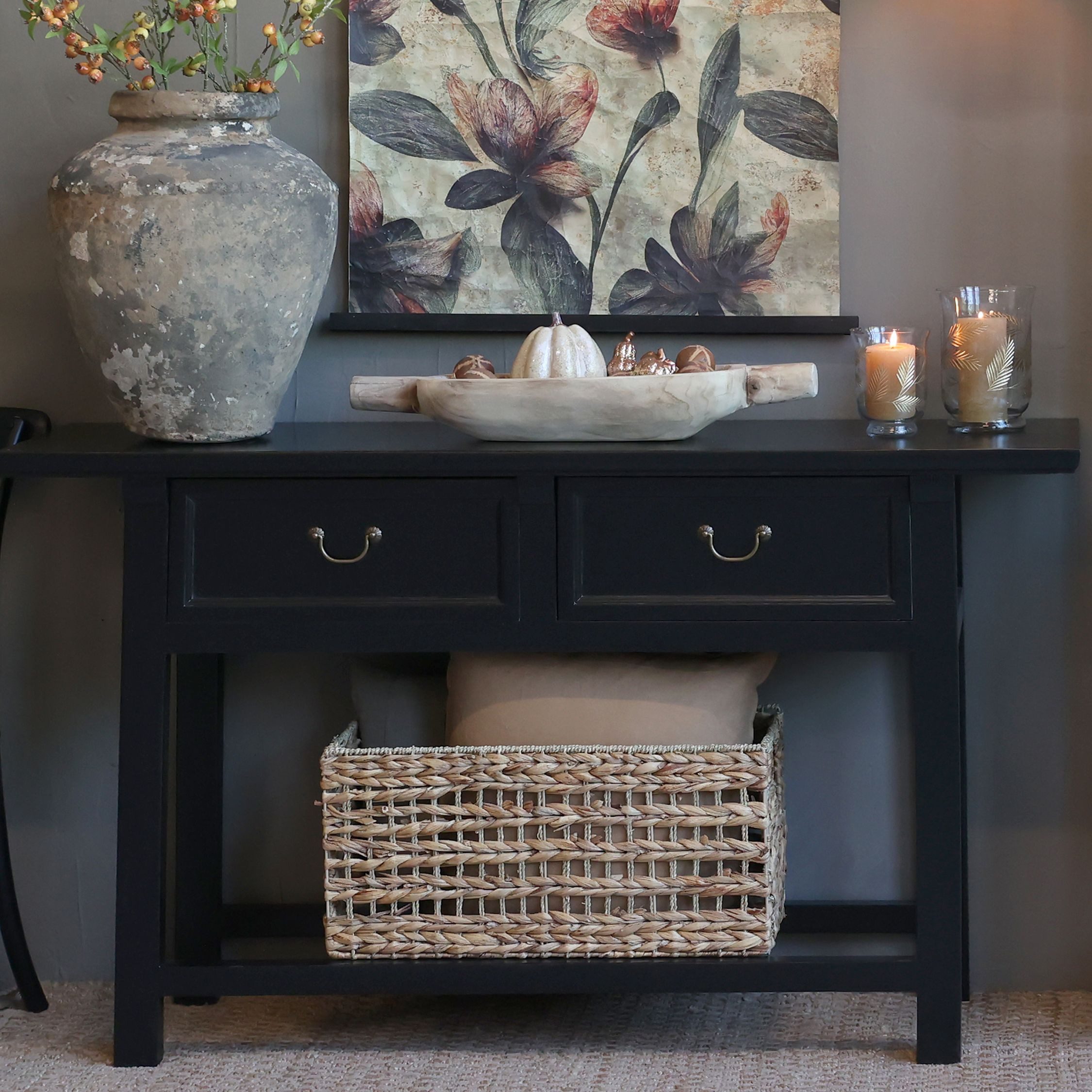 Kommode Chic Antique Marseille Anrichte mit 2 Schubladen L150 cm schwarz