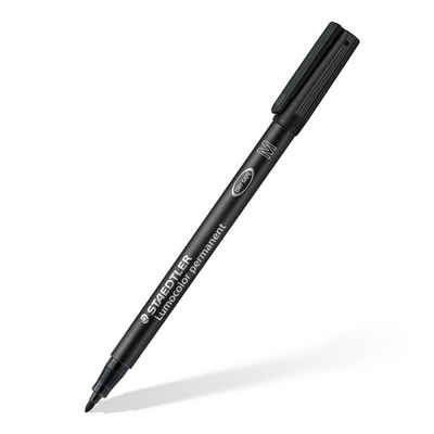 STAEDTLER Folienstift 10x Folienstift Lumocolor M permanent 317-9 schwarz OHP Pen Marker, wisch- und wasserfest