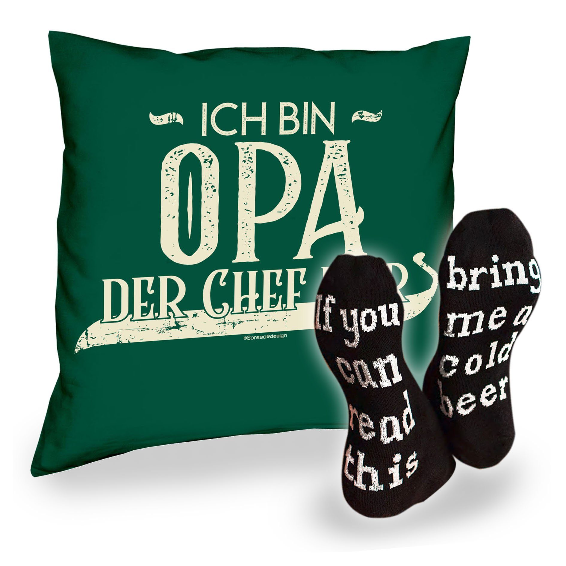 Socken Männer, Geburtstagsgeschenk Soreso® Dekokissen & Dunkelgrün Sox1, Kissen Weihnachtsgeschenk Bier