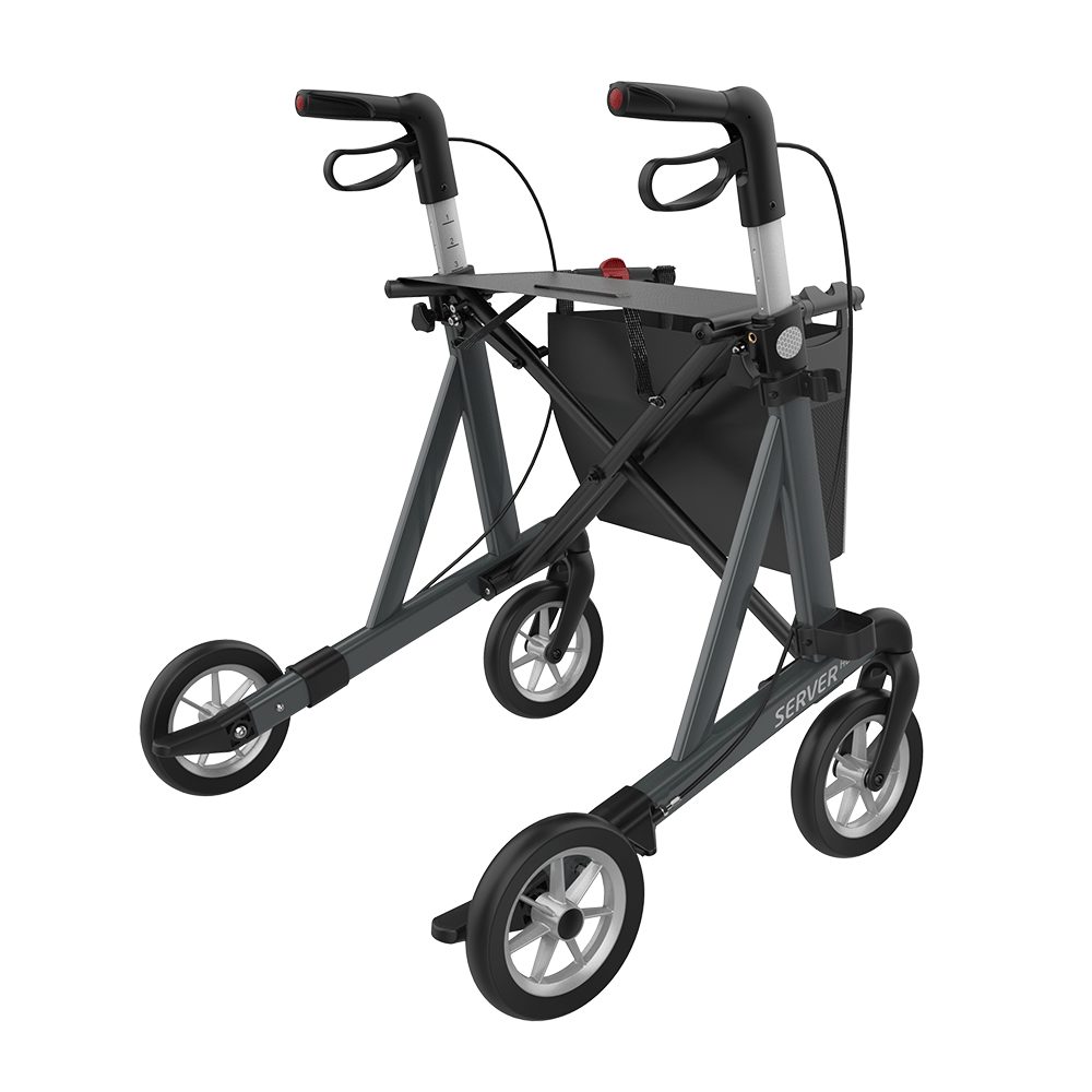 Rehasense Rollator Server HD - Heavy Duty Rollator Leichtgewicht Rollator XXL, Griffe 10-fach höhenverstellbar, Bis zu 200 kg belastbar, 8kg leicht