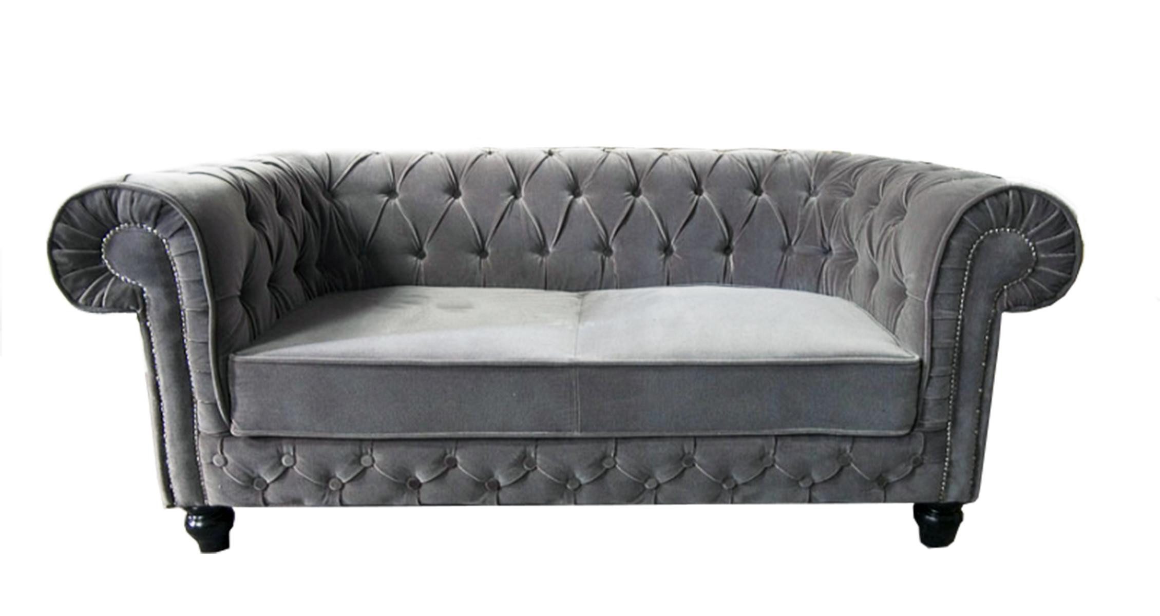 Chesterfield-Sofa Elegantes Designer Sofa im Chesterfield-Stil, grau gepolstert