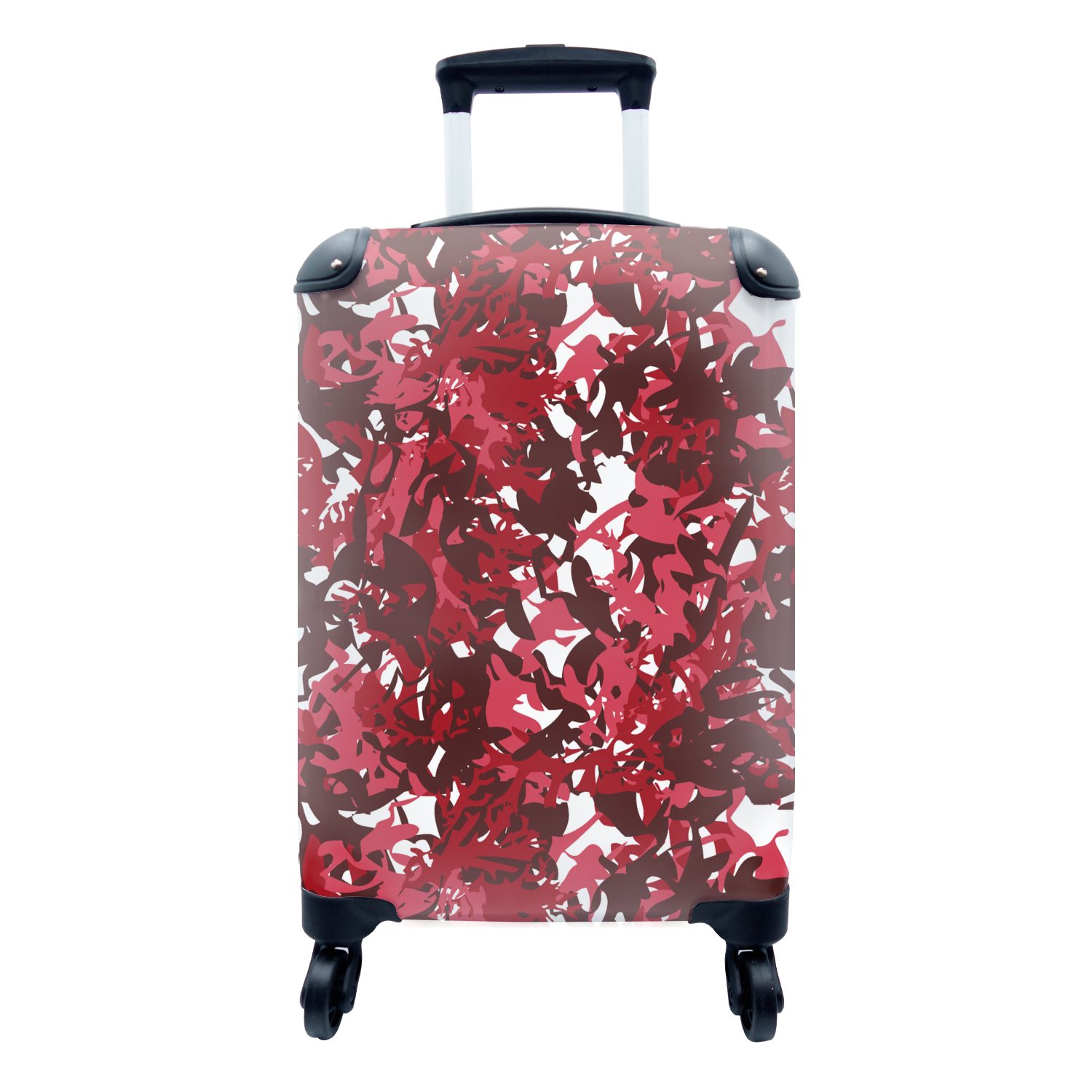 MuchoWow Handgepäckkoffer Muster - Dschungel - Rot, 4 Rollen, Reisetasche mit rollen, Handgepäck für Ferien, Trolley, Reisekoffer