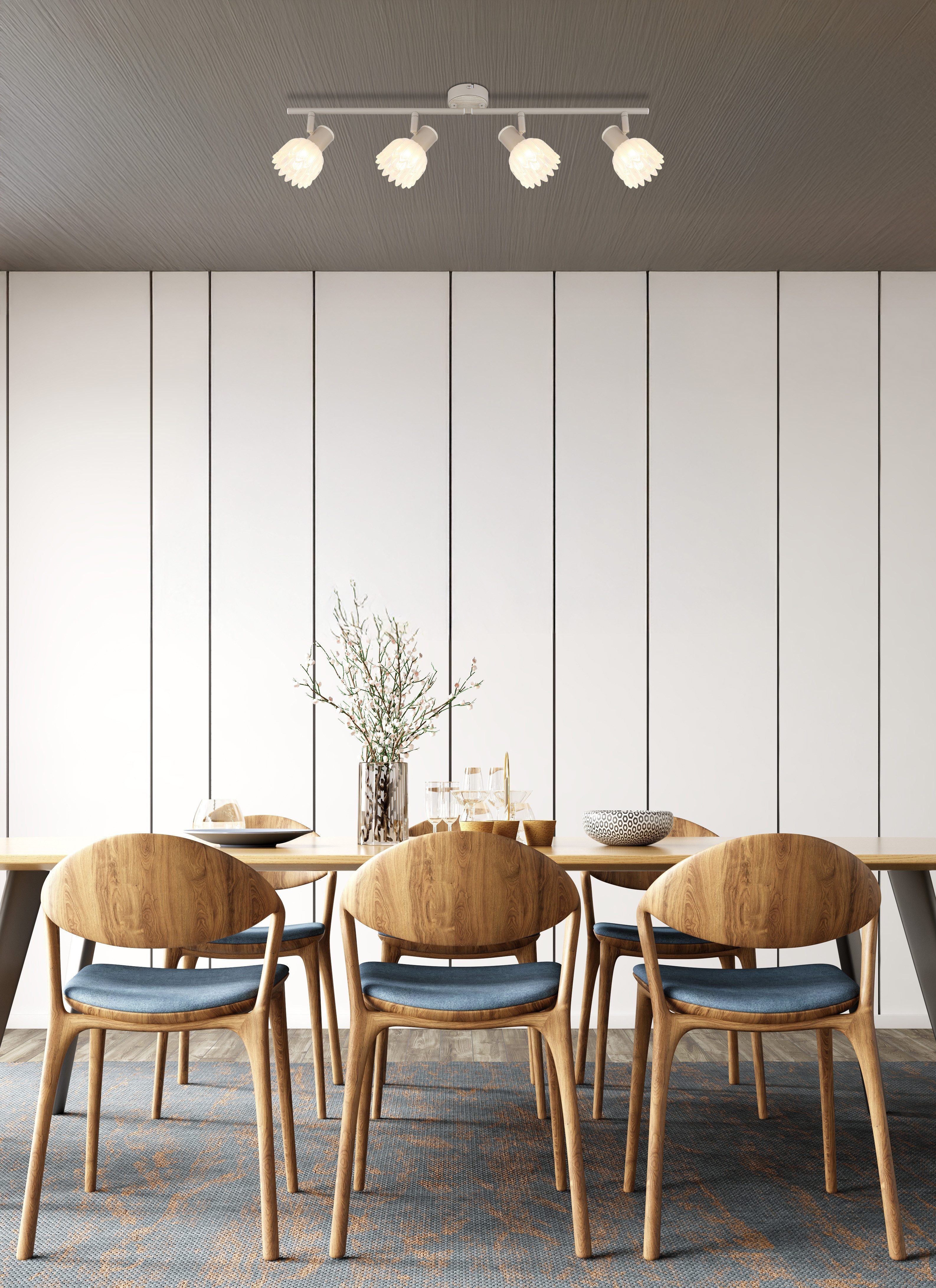 GLOBO LIGHTING Deckenspot PLANTA, Leuchtmittel wechselbar, Sandfarbener Strahler mit Holzoptik und Glas satiniert