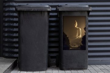 MuchoWow Wandsticker Buddha - Schatten - Baum (1 St), Mülleimer-aufkleber, Mülltonne, Sticker, Container, Abfalbehälter