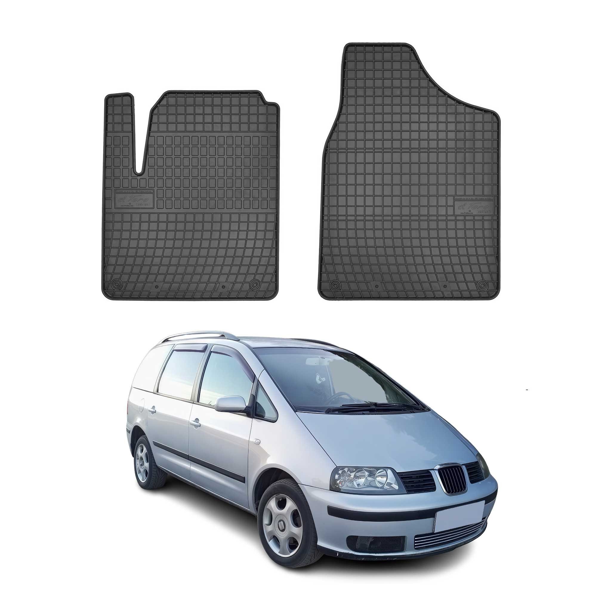 OMAC Auto-Fußmatten 1995-2010 Seat Alhambra Fußmatten TPE Schwarz 2 tlg (2 St), Antirutsch,Wasserfest,Einfache Installation