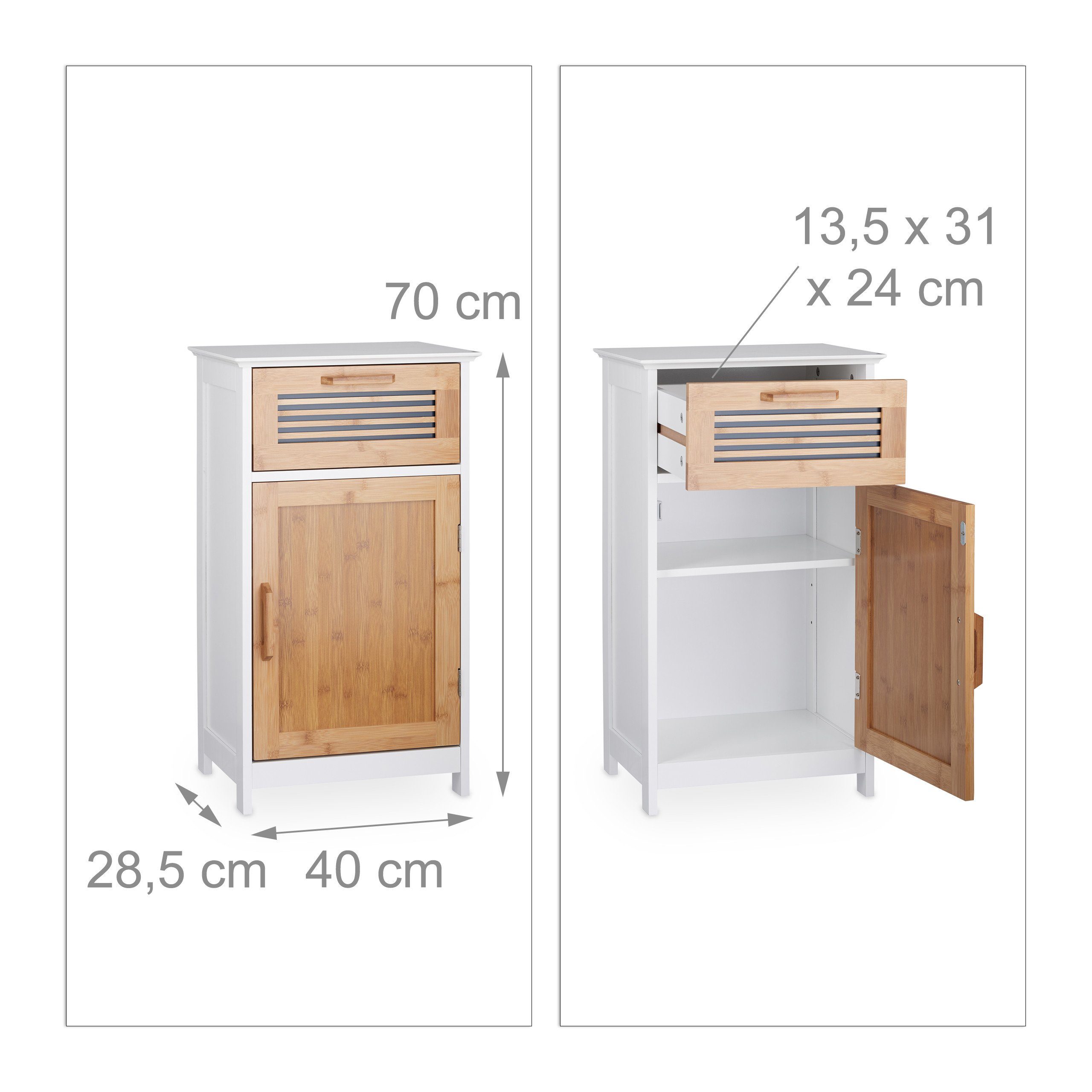 schmal mit relaxdays Schublade Badschrank Badregal