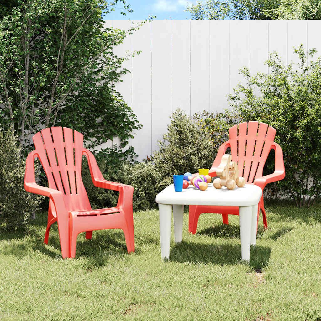 furnicato Gartenstuhl Rot 37 x 34 x 44 cm für Kinder (2 St), Stabile Sitzgruppe in Holzoptik mit Arm- und Rückenlehnen für Kinder