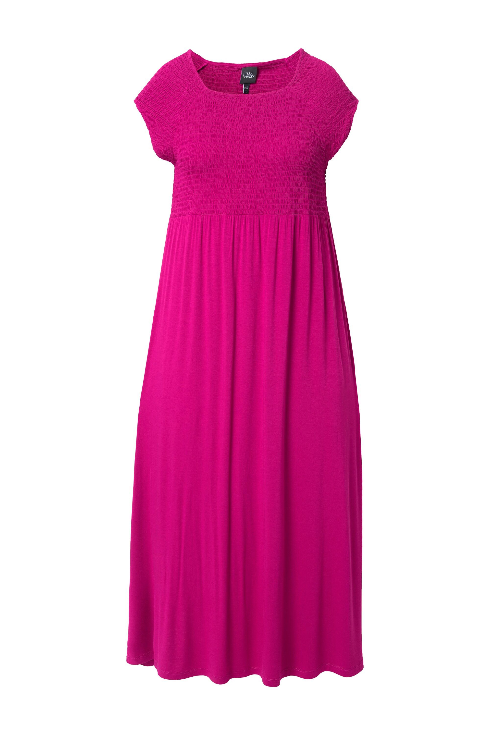 Ulla Popken Maxikleid Kleid A-Linie gesmokt Carré-Ausschnitt Halbarm günstig online kaufen