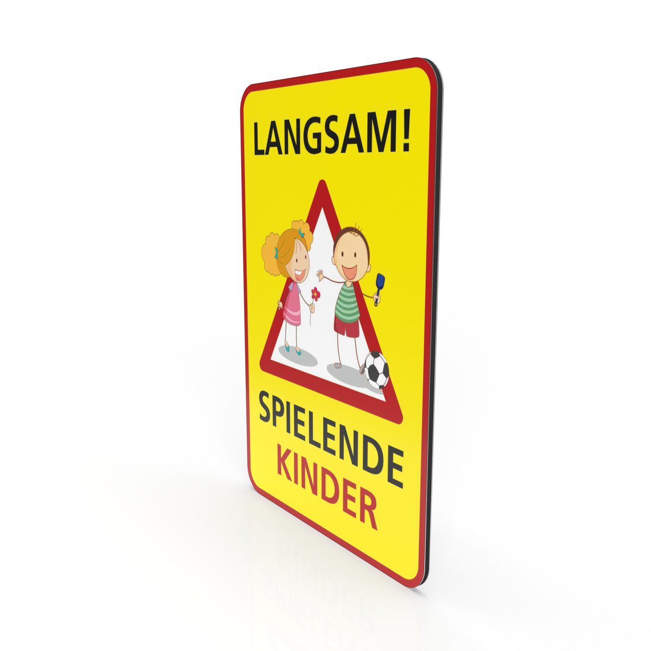 SafetyMarking Hinweisschild Hinweisschild für Gewerbe und Privat - LANGSAM ! - Spielende Kinder