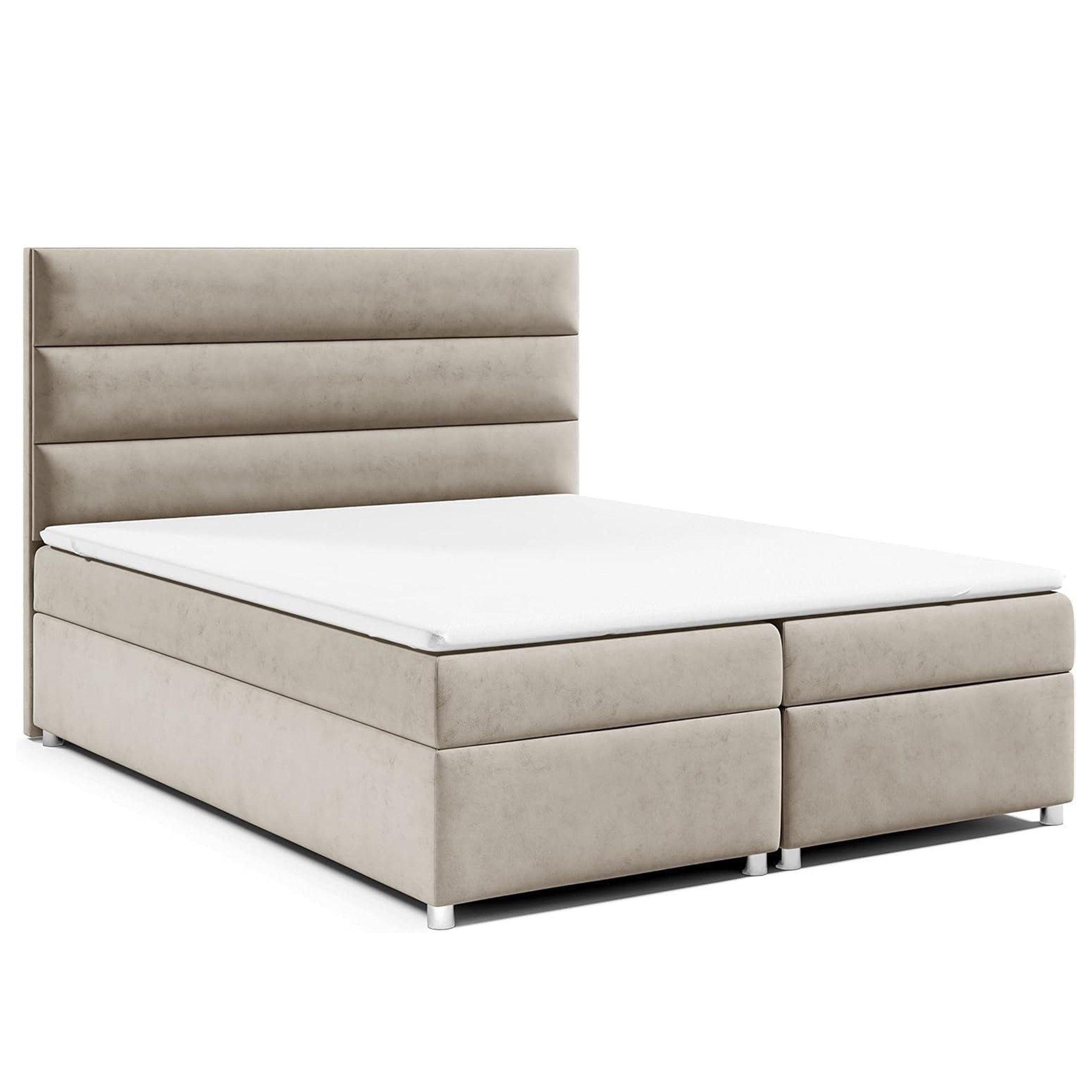 Best for Home Boxspringbett Trinity K-1 LUX – Modern Boxspringbett mit Stauraum & Komfort (Boxspringbett-Set, 1-St., Komplettes Boxspringbett-Set inklusive Matratze und Topper), Ergonomischer Schlafkomfort, großer Stauraum