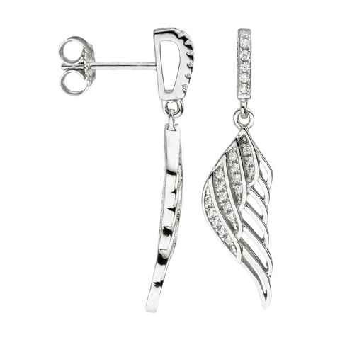 JOBO Paar Ohrhänger Ohrringe Engels-Flügel, 925 Silber mit Zirkonia