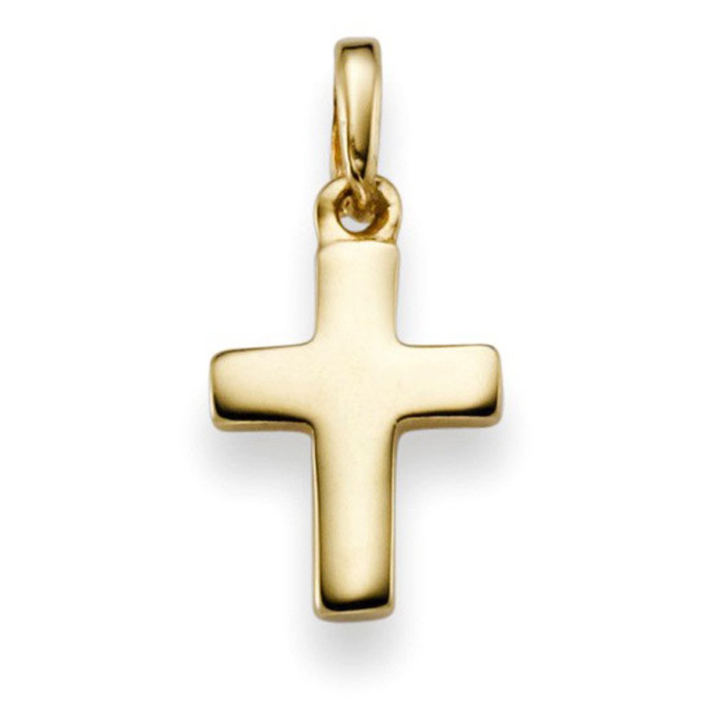Kettenanhänger Anhänger Kreuz aus 585 Gelbgold, 20,5x9mm