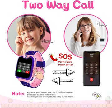 JUBUNRER Smartwatch (1,54 Zoll, SIM Karte), Uhr Mädchen Telefonieren Handy Wecker -Kamera Musik Spiele -Rekorder