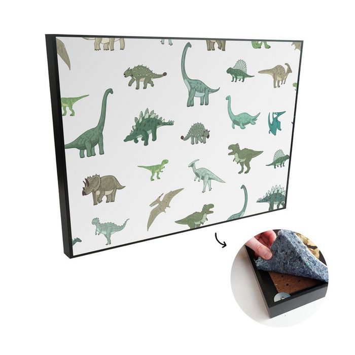 MuchoWow Akustikplatte Dinosaurier - Grün - Jungen - Braun - Kind - Muster (1-St) Wandverkleidung gegen Akustik Moderne Gemälden Bild Malerei