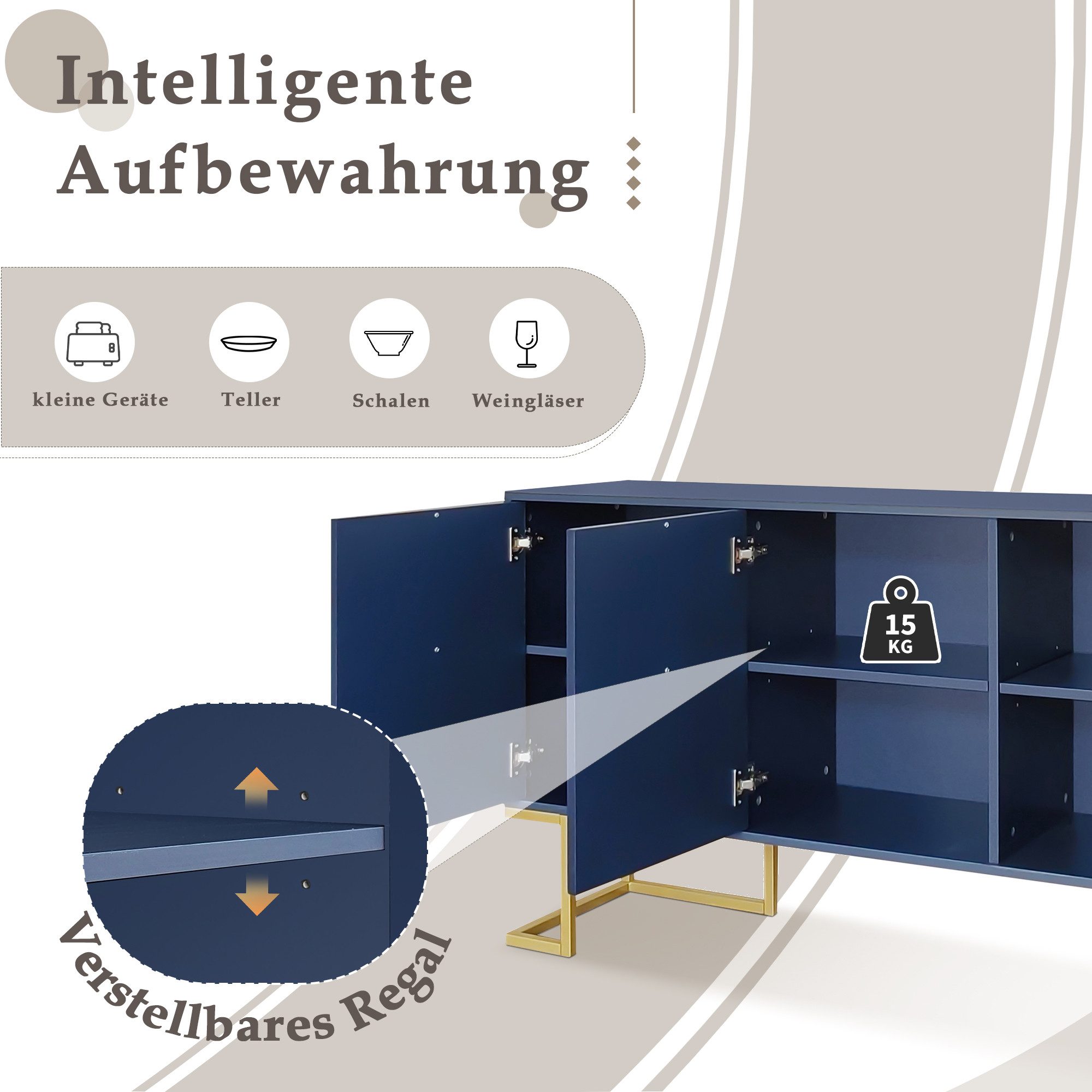 Merax Sideboard mit 3 Türen und günstig online kaufen