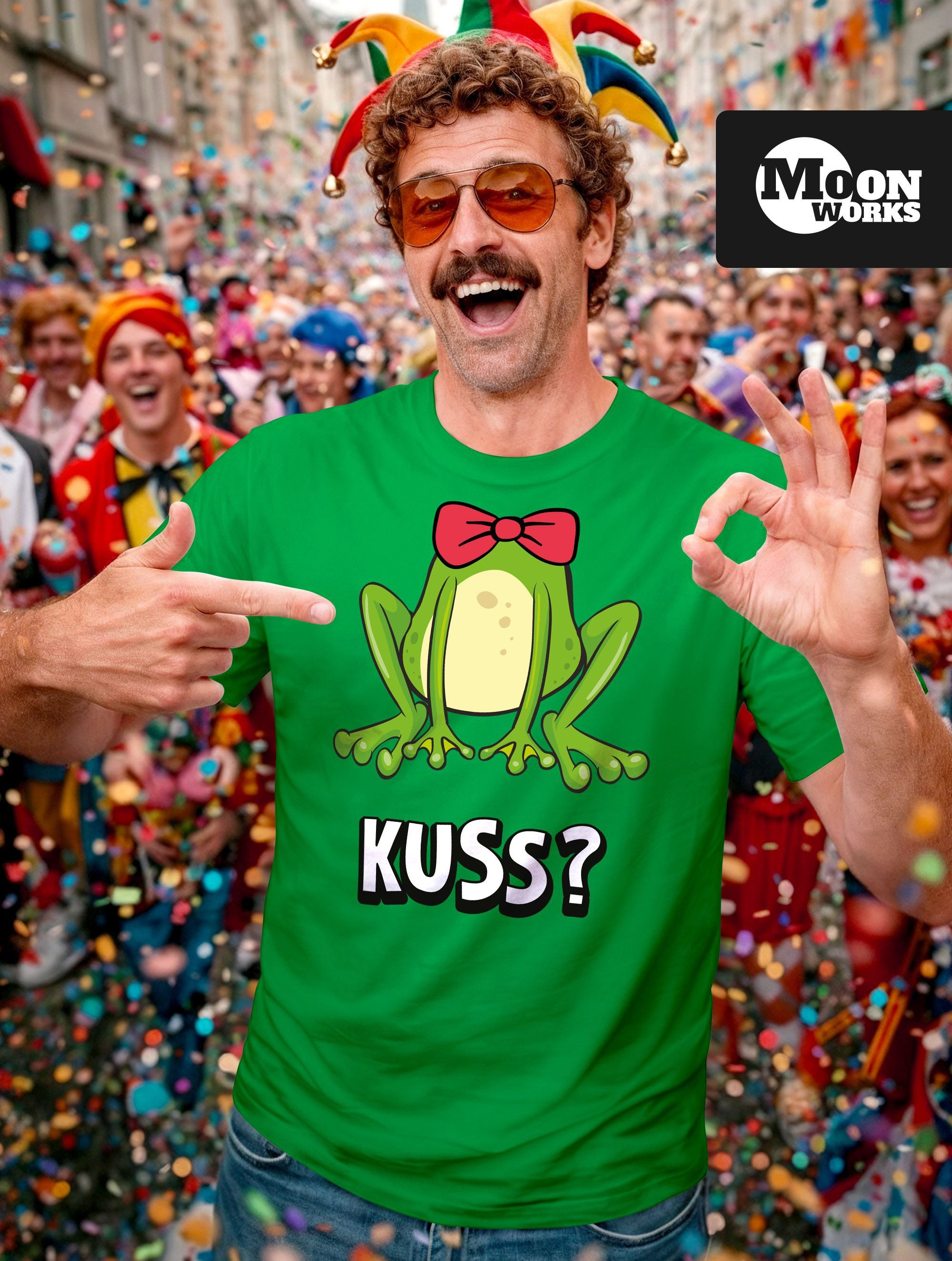 MoonWorks Print-Shirt Herren T-Shirt Fasching Karneval Frosch Prinz Kostüm- günstig online kaufen