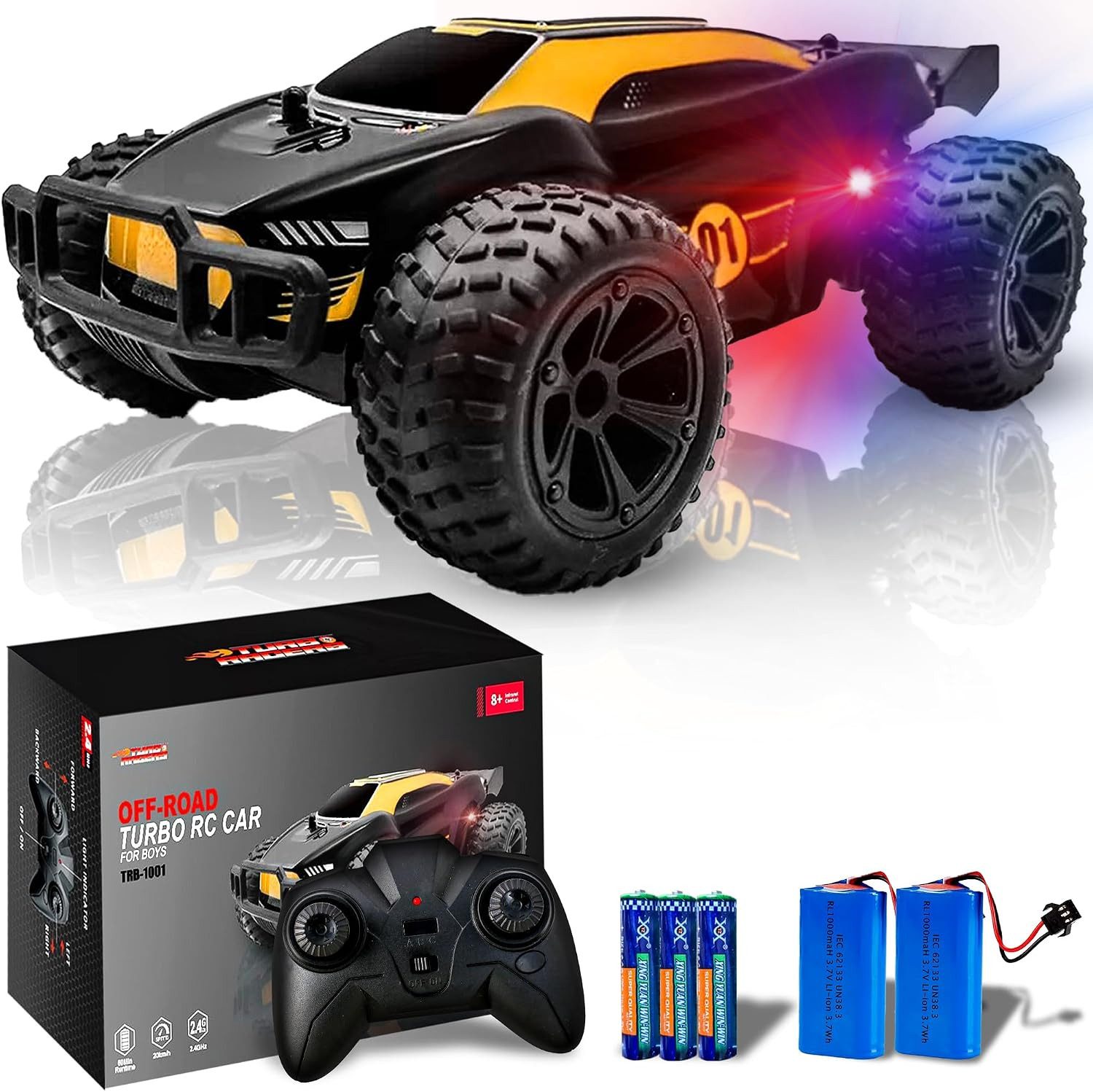 Vivitar RC-Auto Offroad 1:20 Ferngesteuertes Auto bis 20 km/h mit LED Beleuchtung (All Terrain RC Fahrzeug mit rutschfesten Reifen für Kinder und Jugendliche, wiederaufladbares RC Car mit Fernbedienung und Ladekabel), RC Rennwagen für Teppich Fliesen Asphalt Beton 1000mah akku