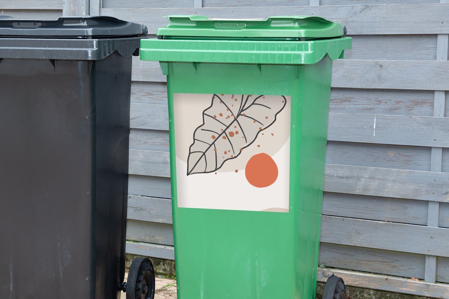 - (1 Orange St), - Sticker, Blatt Wandsticker Sommer MuchoWow Mülltonne, Container, Abfalbehälter Mülleimer-aufkleber,
