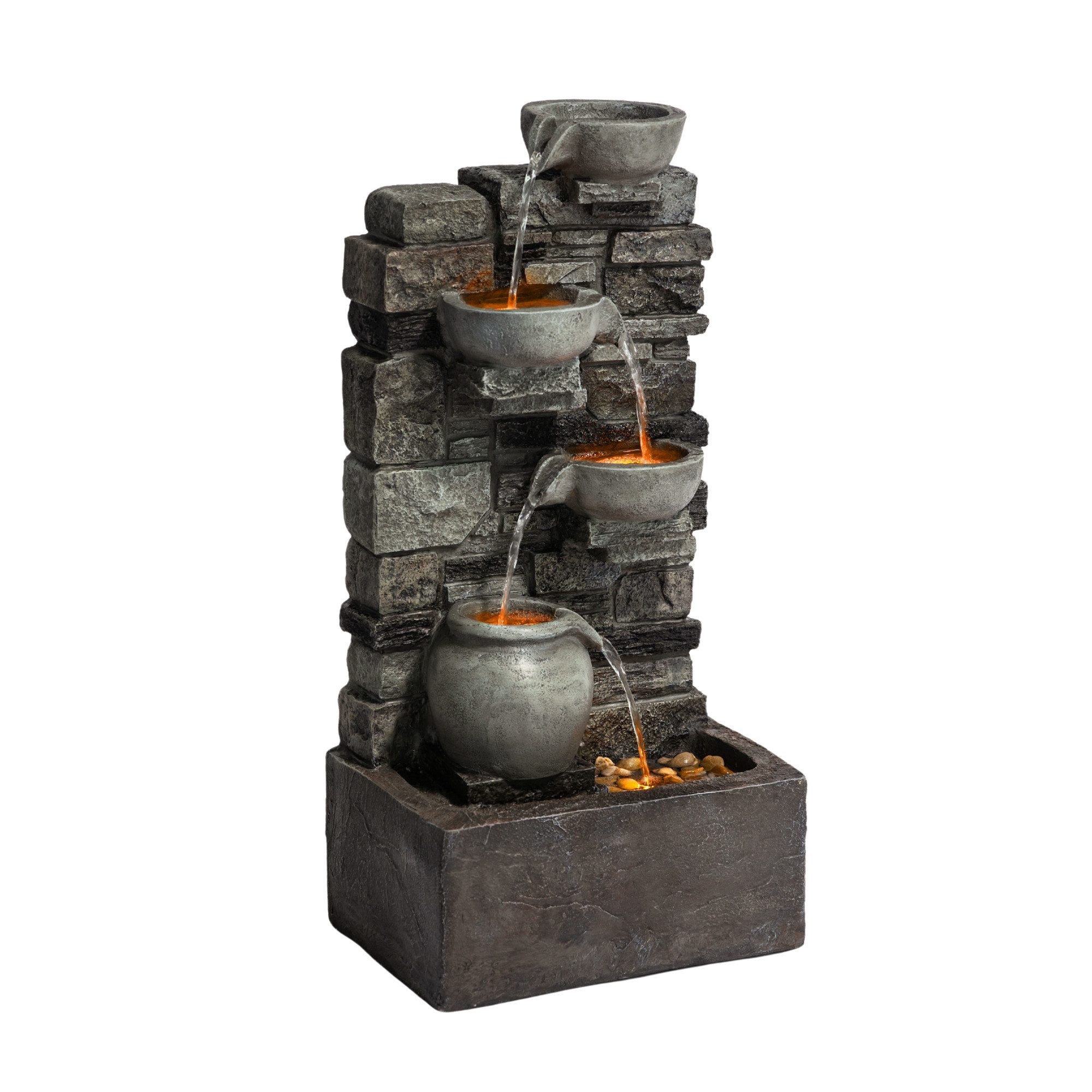 Teamson Home Gartenbrunnen mit LED Polyresin günstig online kaufen