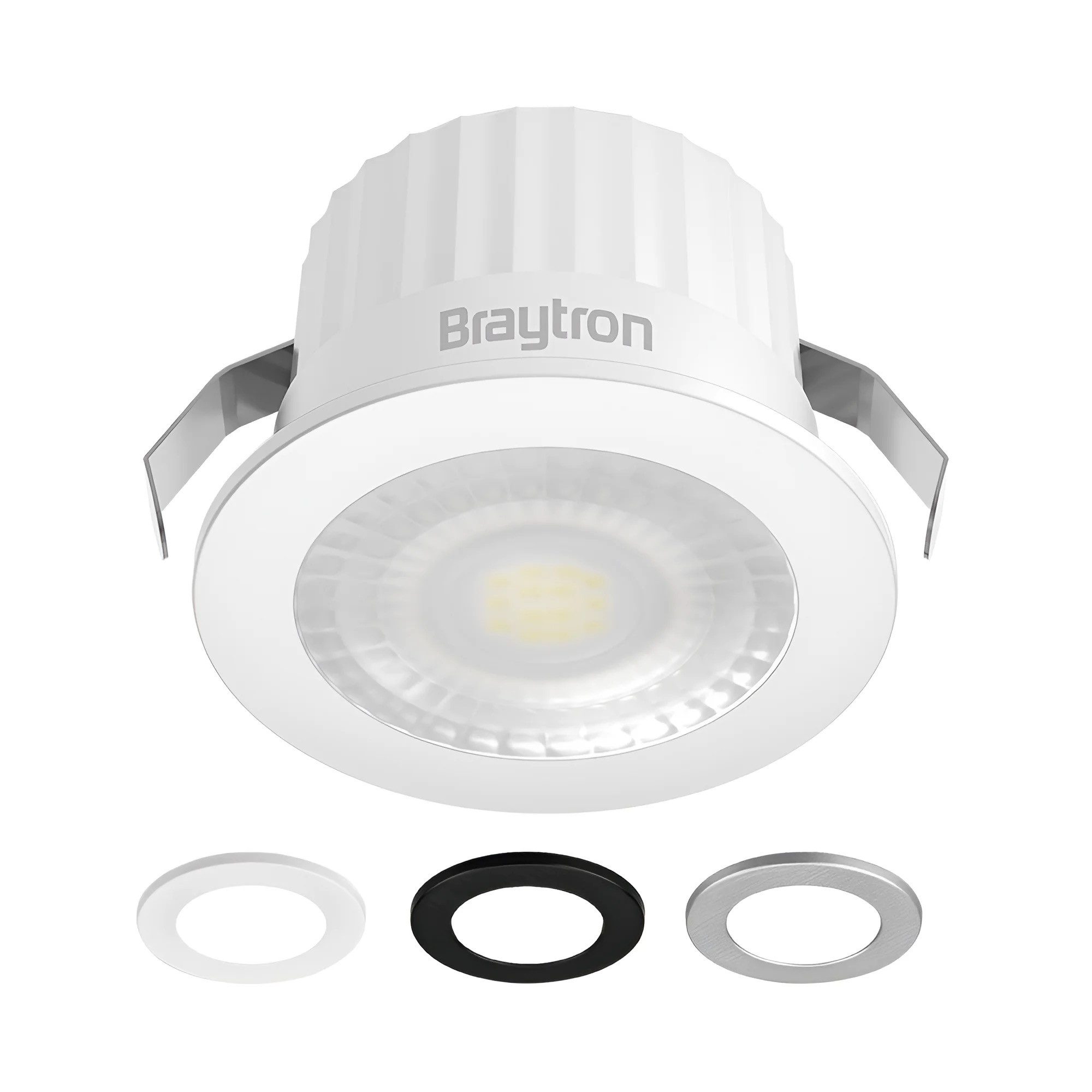 Braytron LED Einbaustrahler Minispot kleiner Einbauleuchte 44mm IP54 Bad inklusive 3 Blenden, LED fest integriert, Leistungsstark, Klein, Schwarz, Weiß, Silber