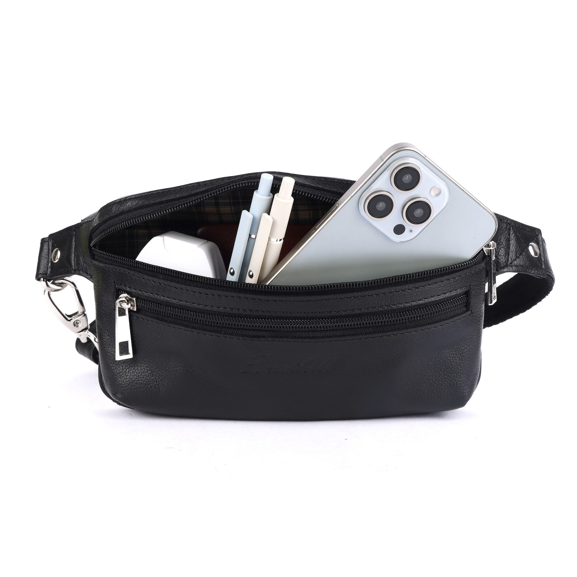 Benthill Gürteltasche Echt Leder Bauchtasche Gürteltasche Hüfttasche Brusttasche, Reißverschlussfach