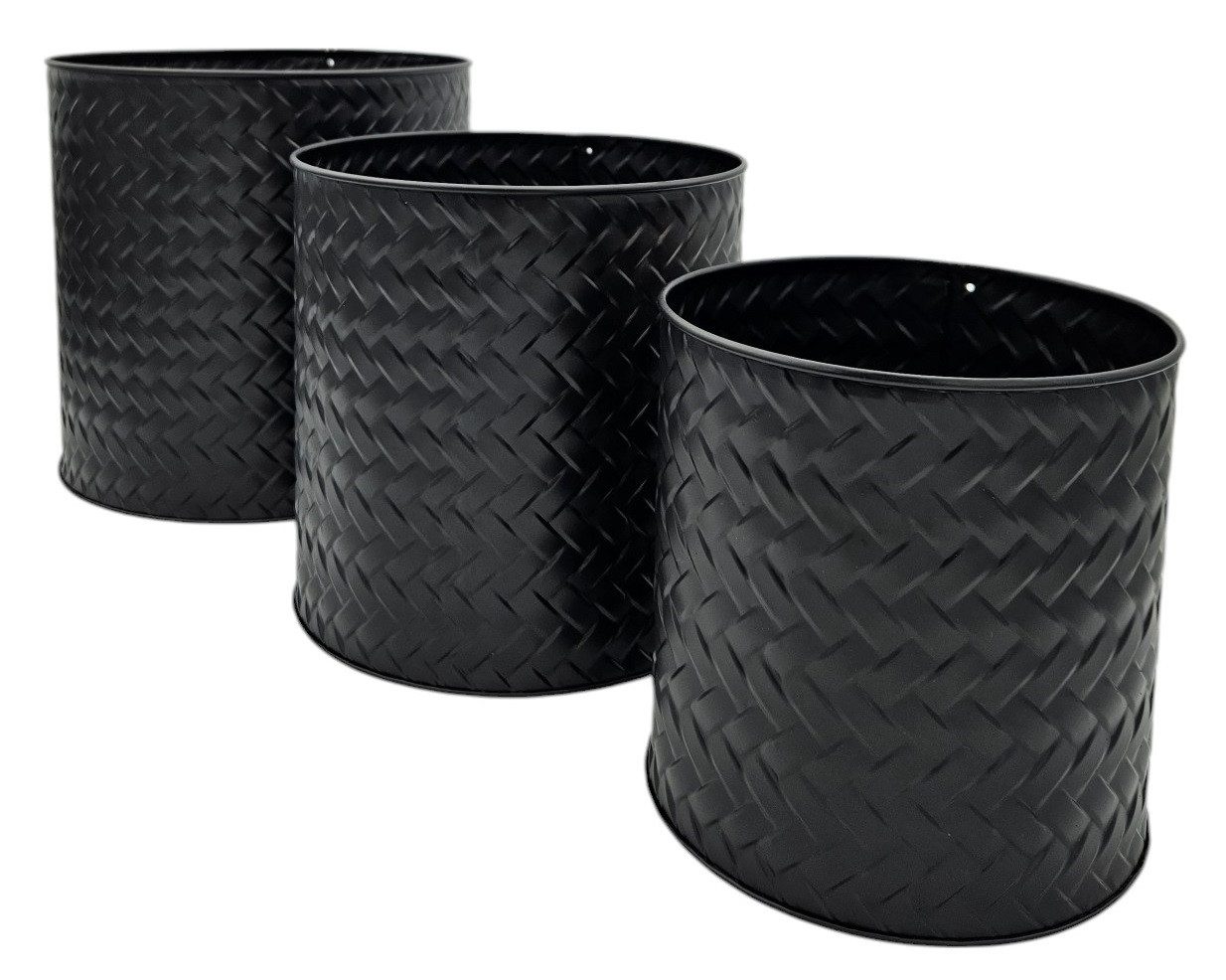 Meinposten Blumentopf Blumentopf Übertopf Pflanzenkübel 3er Set schwarz rund Metall (3er Set, 3 St), Das Set ist Wasserdicht geeignet für Innen- wie Außenbereic – Bild 4 von 5